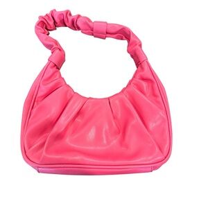 Like NEW ruched hobo  style hot pink small hand bag